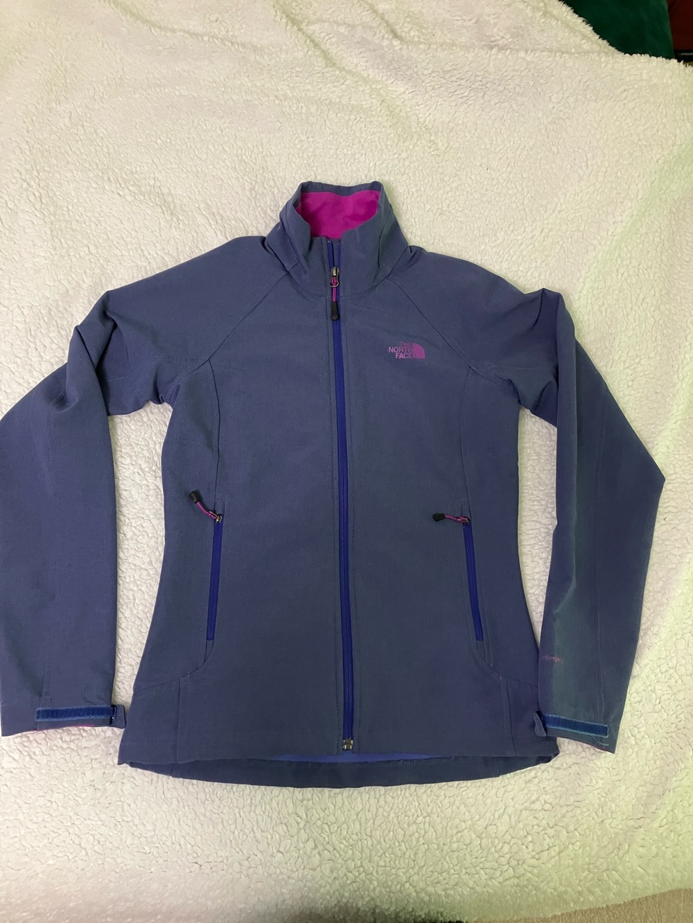 The North Face Women's Purple Softshell Flashdry Jacket with Pink Lining